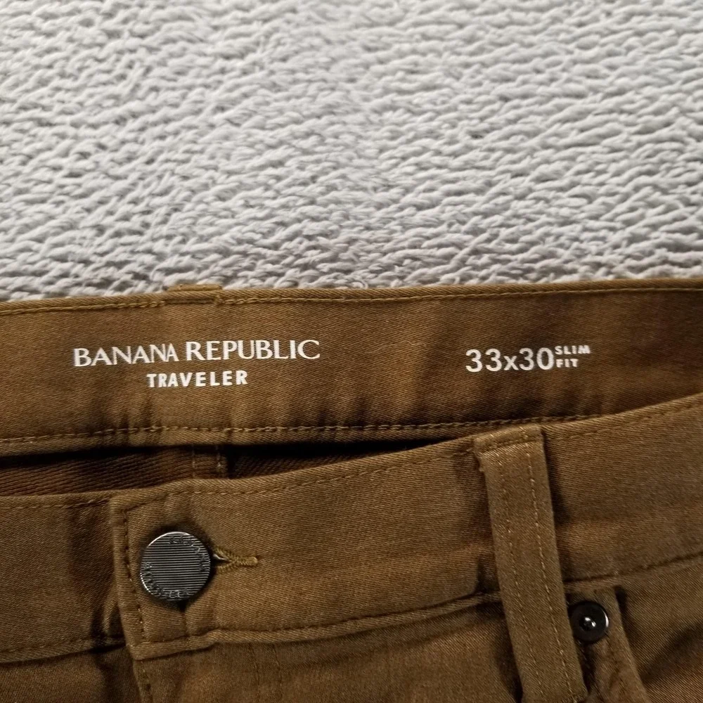 Banana Republic Traveler Jeans Mens 33x30 Brown Slim Tapered Stretch‎ Comfort